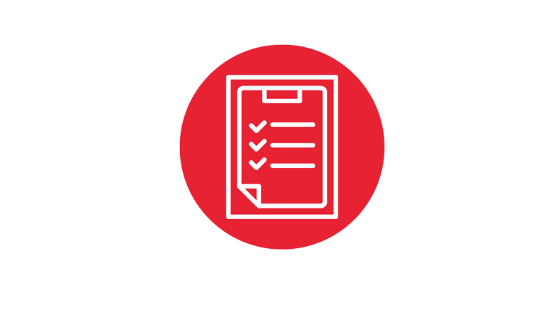 Apaļa ikona ar simbolisku saraksta lapu. 