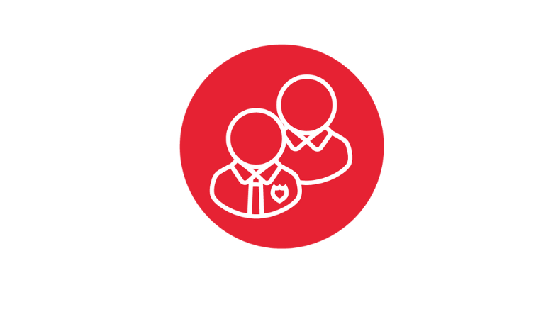 Divi cilvēki sarkanā aplī. 