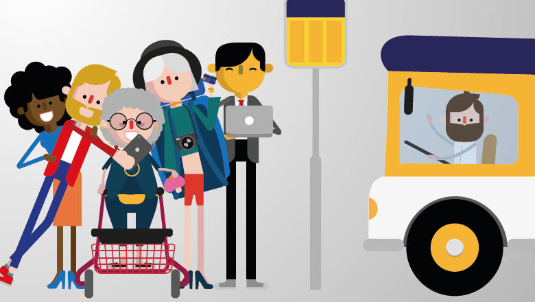 OV-PAY animatie passagiers bushalte