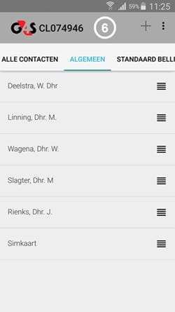 G4S alarmcentrale app contactlijst