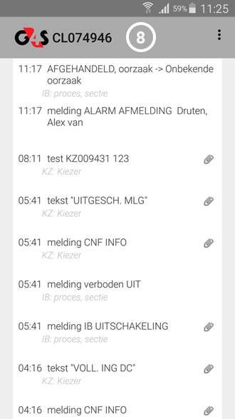 G4S alarmcentrale app logbestand