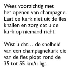 Veiligheidstips feestdagen - voorzichtig champagne openen