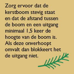 Veiligheidstips feestdagen - kerstboom afstand uitgang