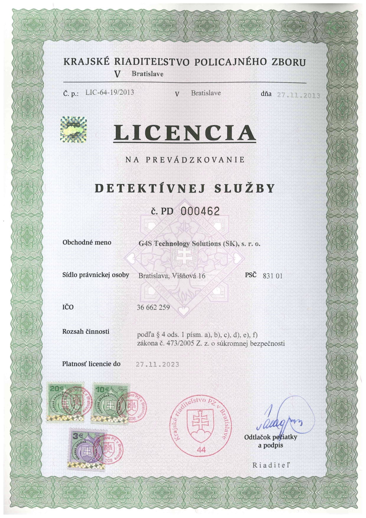 Licencia Detektivnej Sluzby