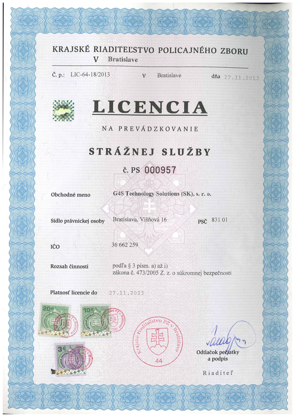 Licencia Straznej Sluzby