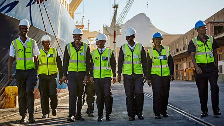 Security officers at a port